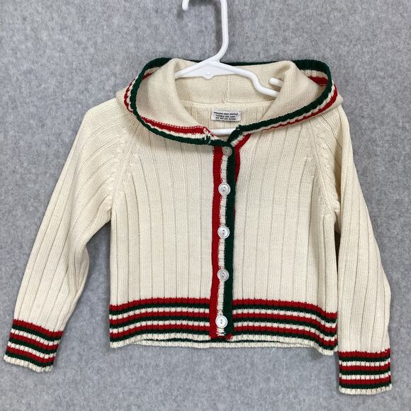 Vintage K Mart Hooded Cardigan Sweater Toddler 3T Acrylic 60s 70s Taiwan ROC - Picture 3 of 13